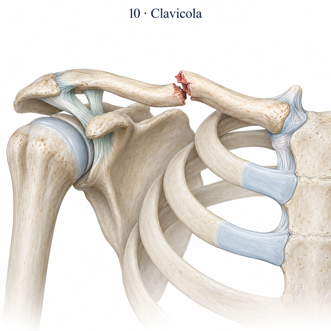 Esempio di frattura scomposta del terzo medio della clavicola.