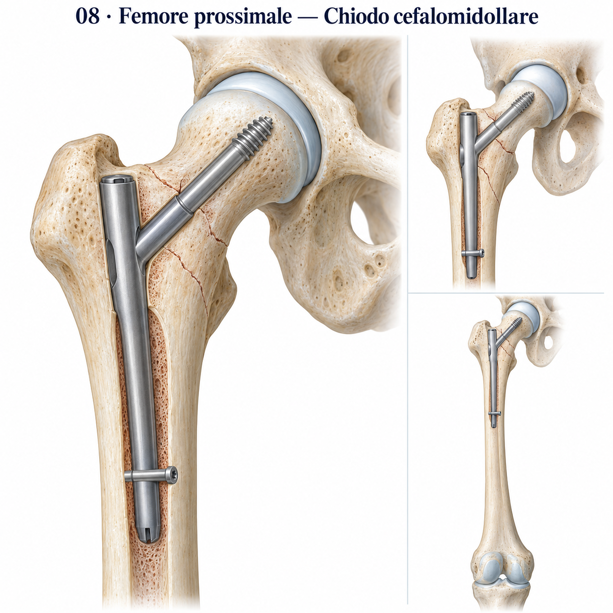 Osteosintesi del femore prossimale con chiodo cefalomidollare.