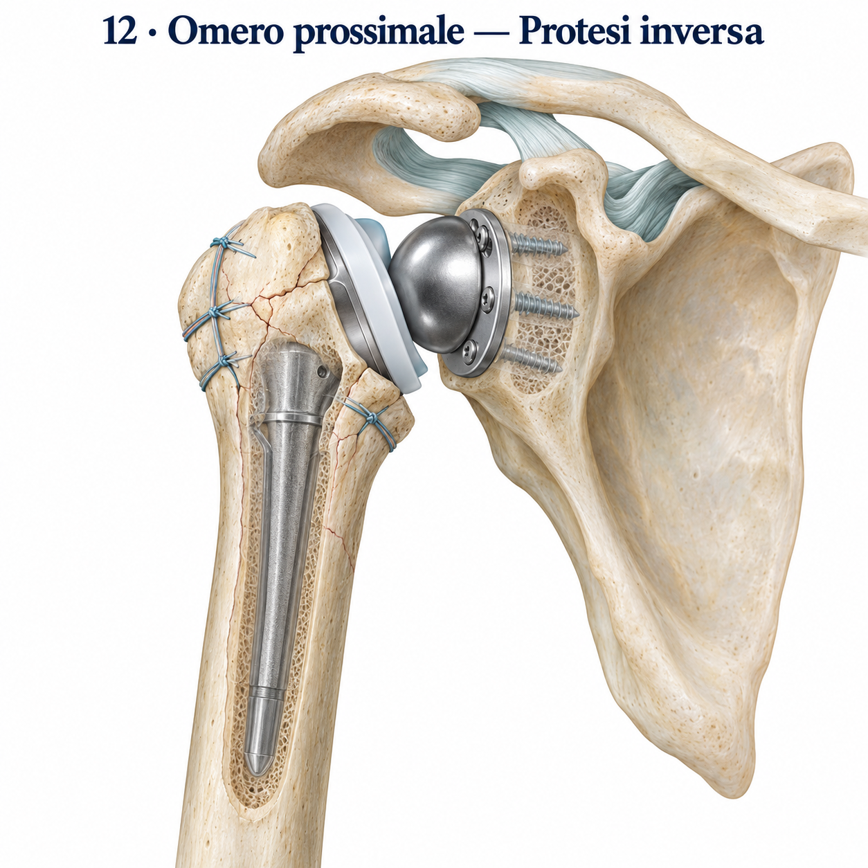 Protesi inversa di spalla per una frattura complessa selezionata dell’omero prossimale.